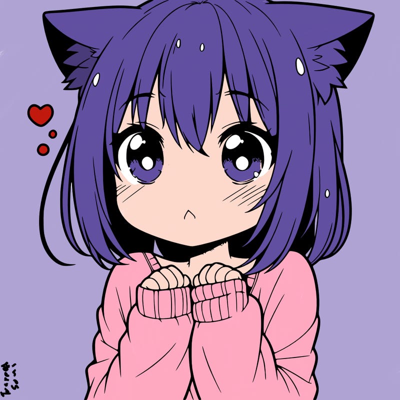 shy anime catgirl