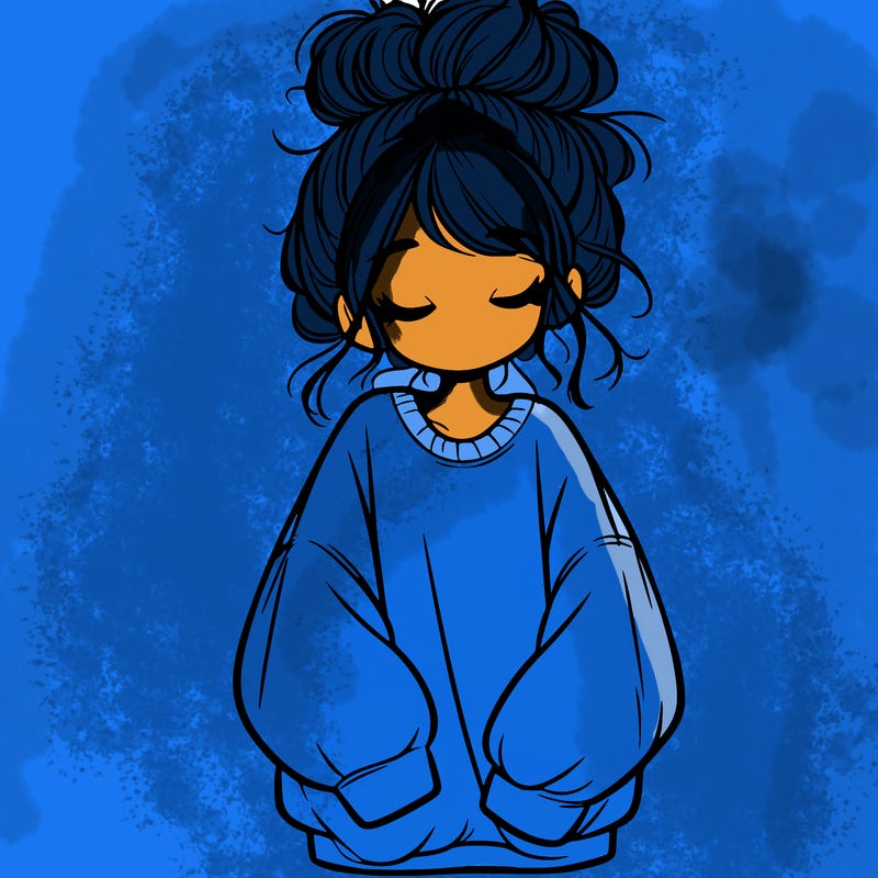 girl with baggy sweatshirt and messy bun