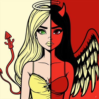 devil vs angel realistic girl