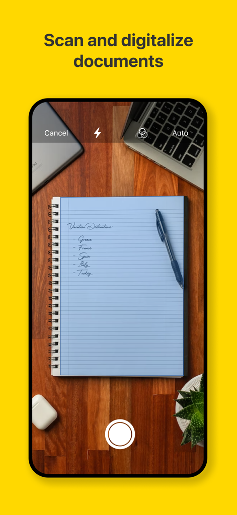 WEB.DE - Mail, Cloud & News - A smartphone interface showing the scan and digitalize documents feature within the WEB.DE app