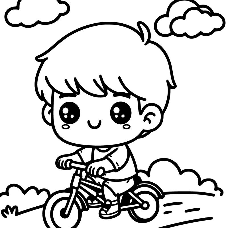 a cute boy riding a bike