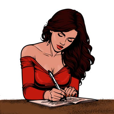 realistic female writing poetry