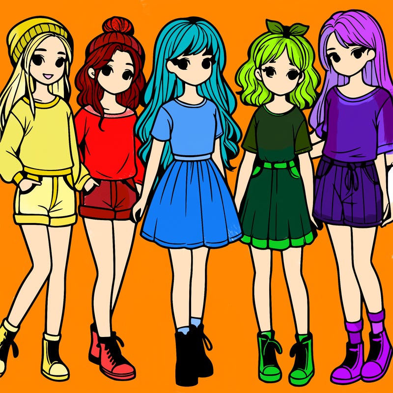 a group of five girls