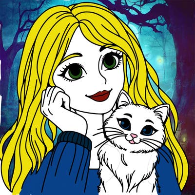 woman with cat