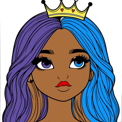 a realistic girl with a crown on