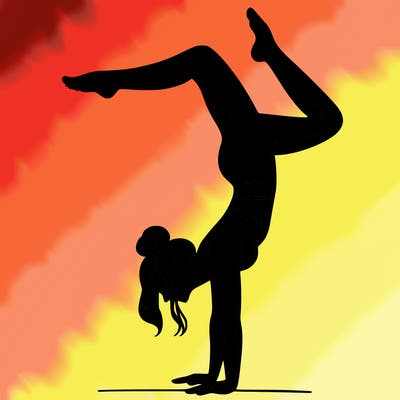 a woman doing a handstand