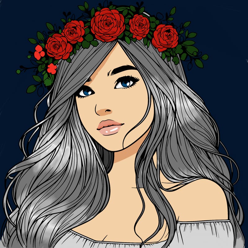 realistic girl with flower crown