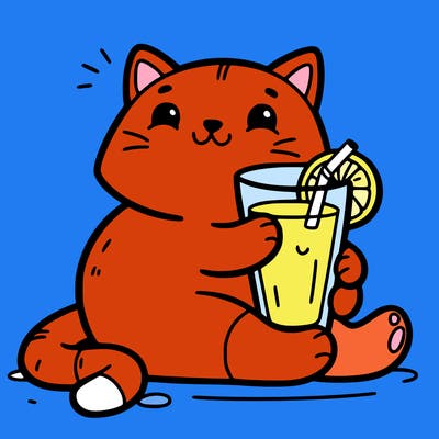 cat with orange juice