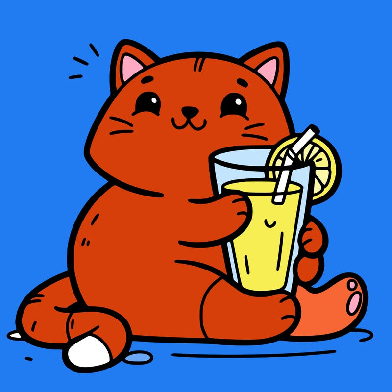 cat with orange juice