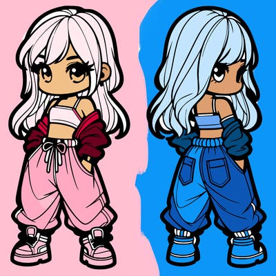 girl in crop top and baggy pants