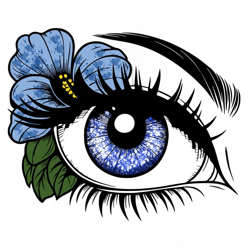 realistic eye with flower