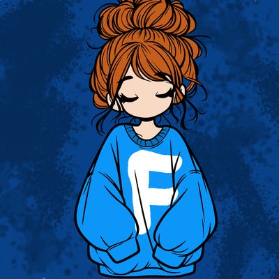 girl with baggy sweatshirt and messy bun