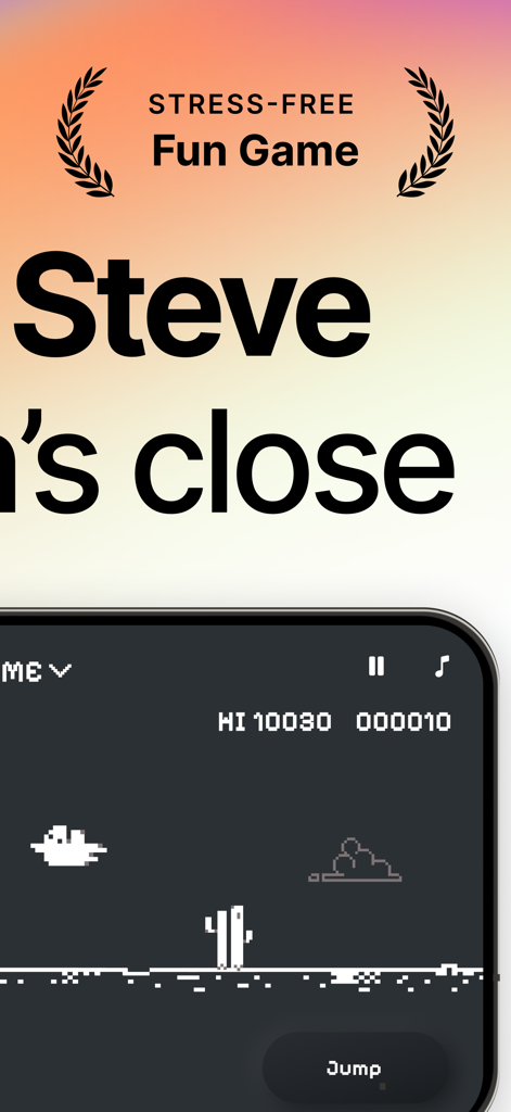 Interfaz del juego retro arcade Steve Dino Run con gráficos de arte de píxeles