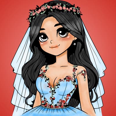 realistic girl in a wedding dress