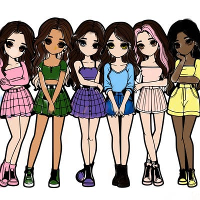 a group of girls realistic