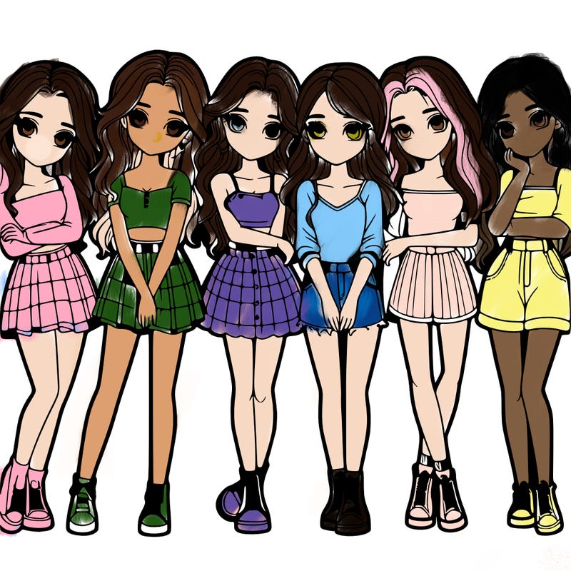a group of girls realistic