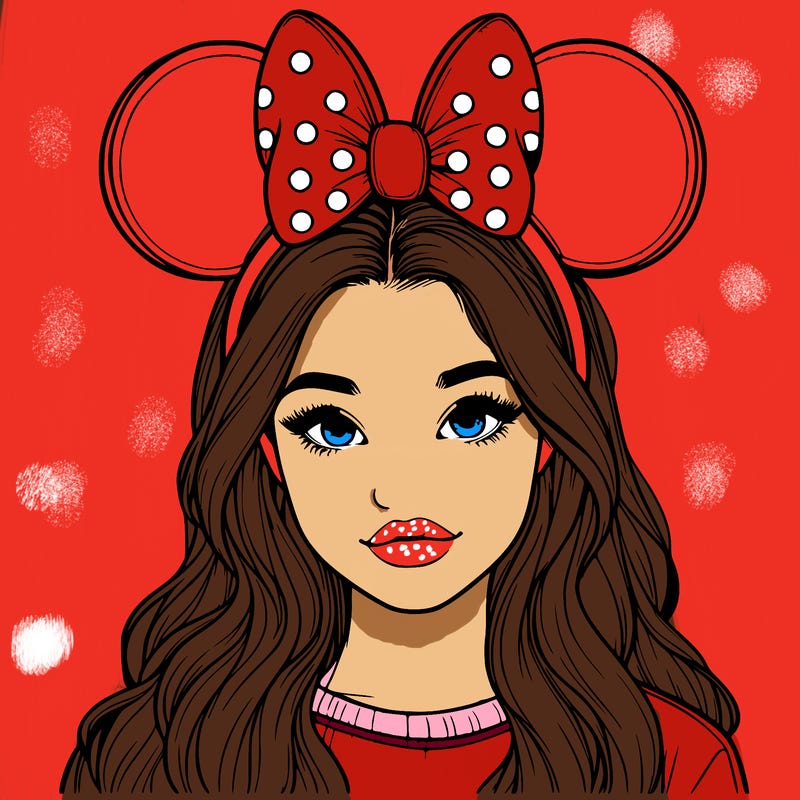 aesthetic realistic girl wearing mickey mouse ears