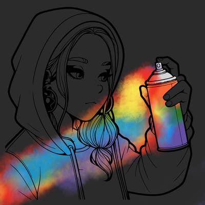 a realistic girl, spray painting