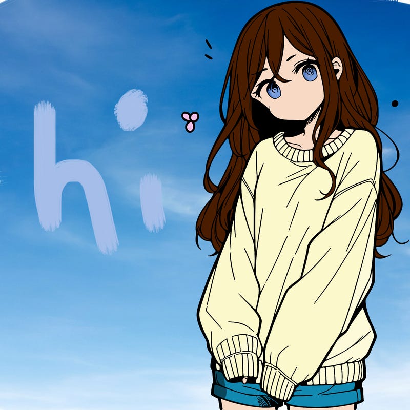 manga teen girl  in a sweater and baggy pants