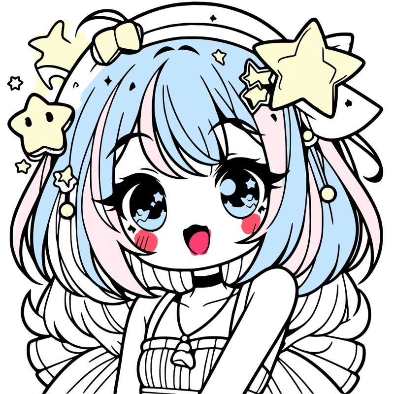 cute anime girl with star accessories