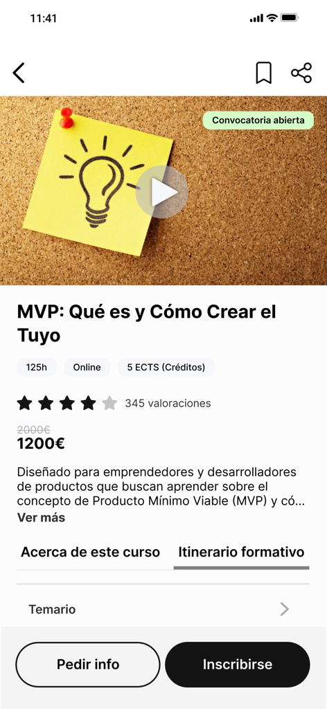 Structuralia - Detalles del curso para la creación de MVP en la aplicación Structuralia