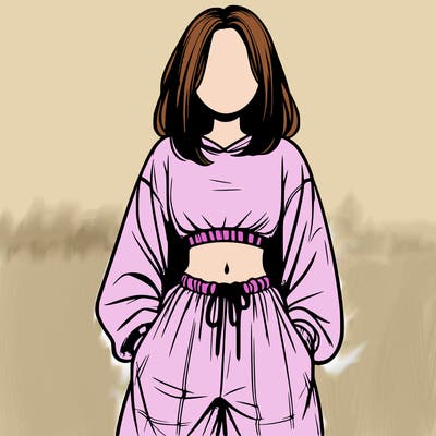 realistic girl faceless with baggy pants and a crop top