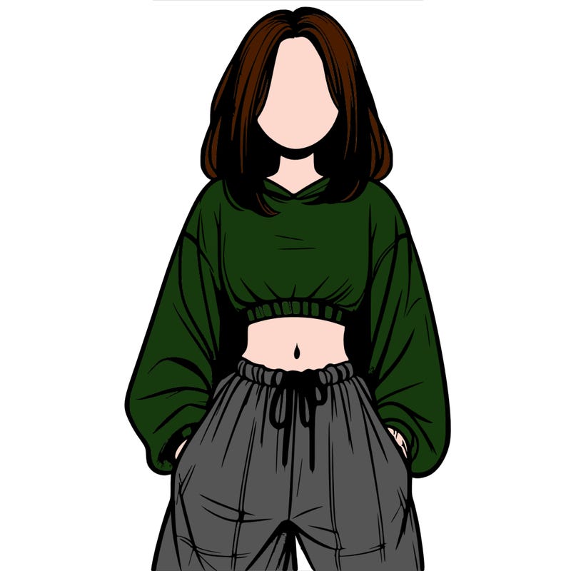 realistic girl faceless with baggy pants and a crop top