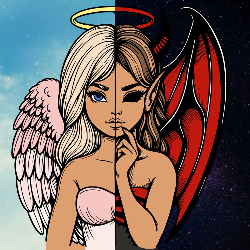 realistic angel half demon