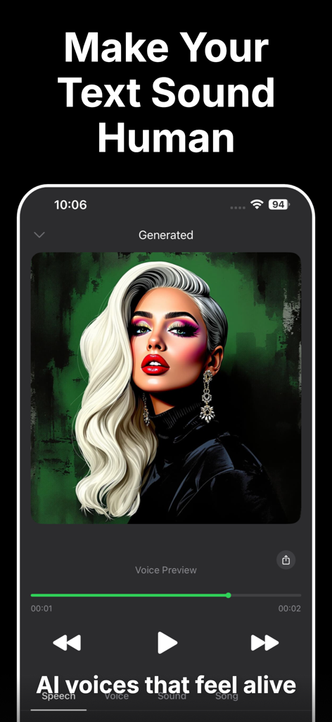 VoiceGen - AI Voice Generator - VoiceGen app interface for realistic human sounding text to speech generation