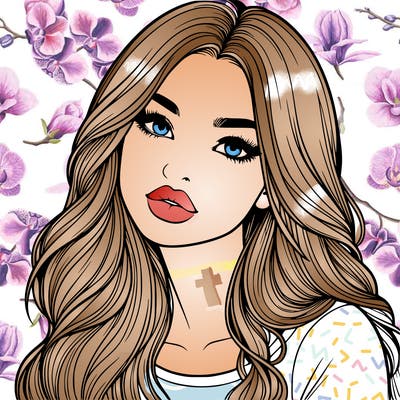 realistic girl with hair on her hair and lips