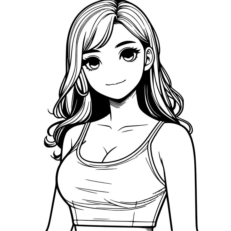 realistic girl in tank top