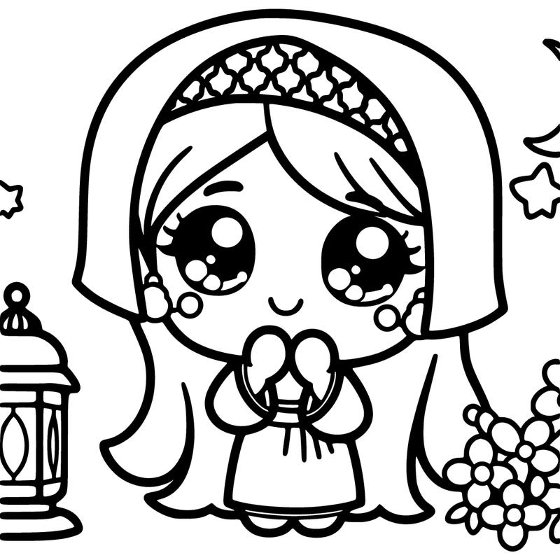 girl with ramadan mubarak