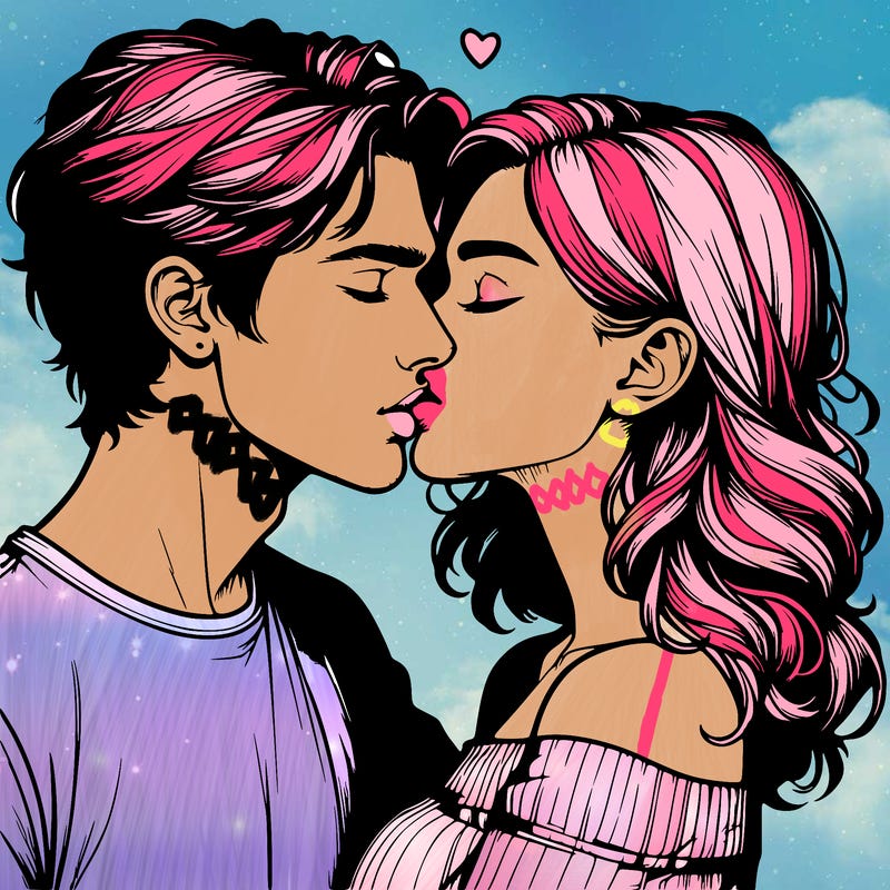 realistic couple kissing