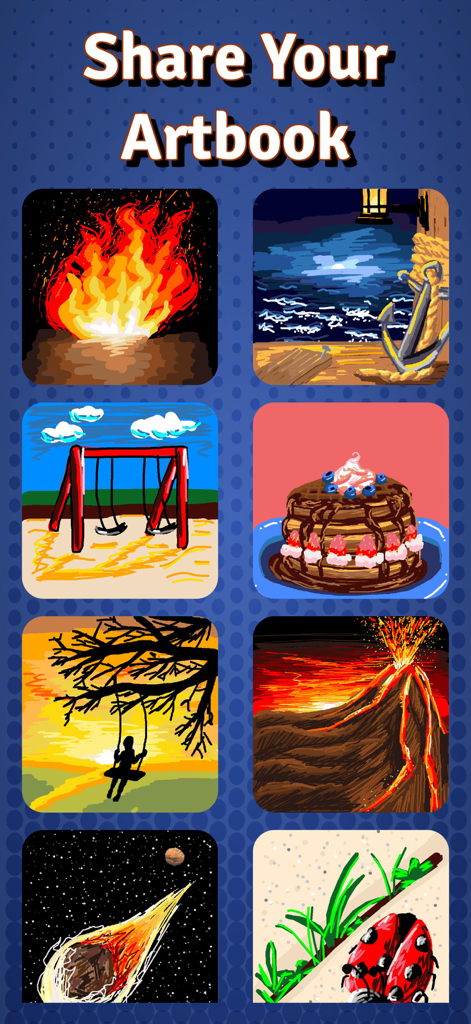 Draw With Buddies Multiplayer - Una colección de dibujos digitales creados por usuarios que muestran la función ArtBook en Draw With Buddies Multiplayer