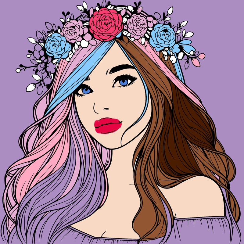realistic girl with flower crown