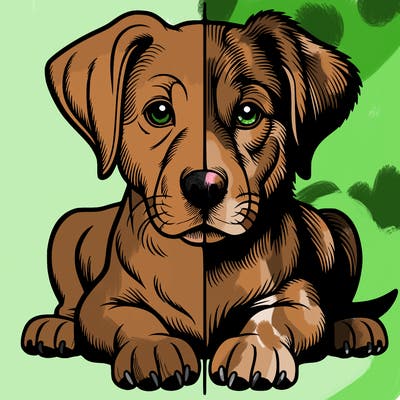 realistic dog split picture