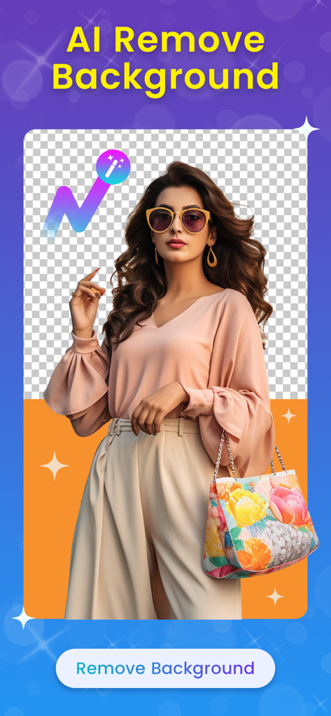 Flyer Maker AI Poster Maker - Outil de suppression d'arrière-plan IA dans Pixeen Flyer Maker affichant une retouche photo professionnelle