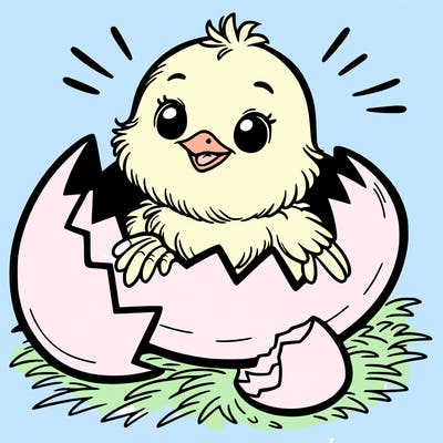 a chick hatching out of a egg
