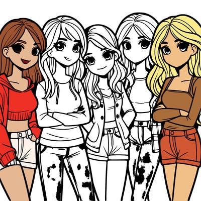 a group of 5 teen girls