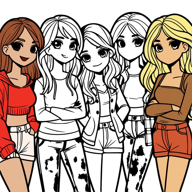 a group of 5 teen girls