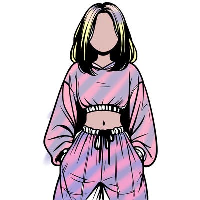 realistic girl faceless with baggy pants and a crop top