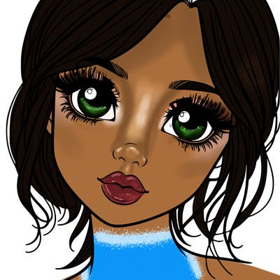 a realistic girl with small eyes big lips long eyelashes