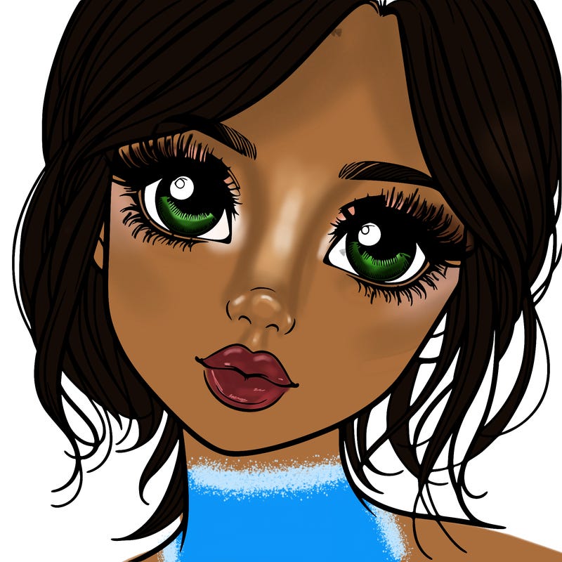 a realistic girl with small eyes big lips long eyelashes