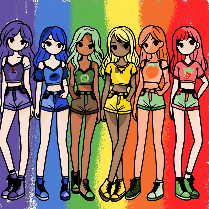 a group of girls wearing crop tops and shorts