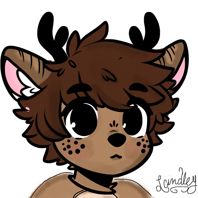 a humanoid deer with soft fluffy ears