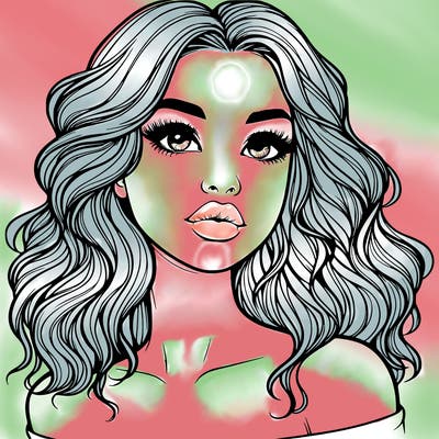 realistic girl with wavy hair and lips