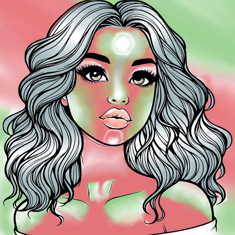 realistic girl with wavy hair and lips