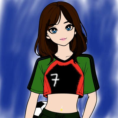 realistic girl wearing soccer jersey