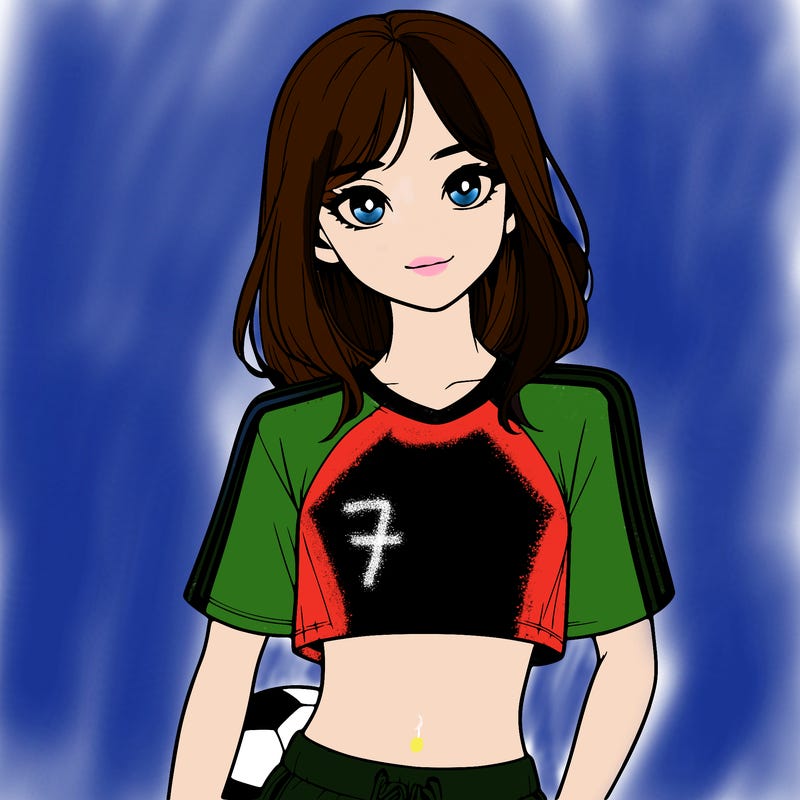 realistic girl wearing soccer jersey