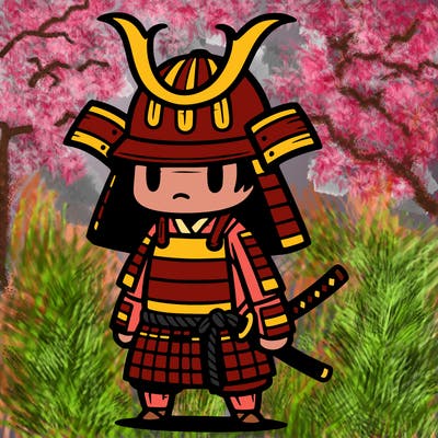 samurai in simple japanese armor